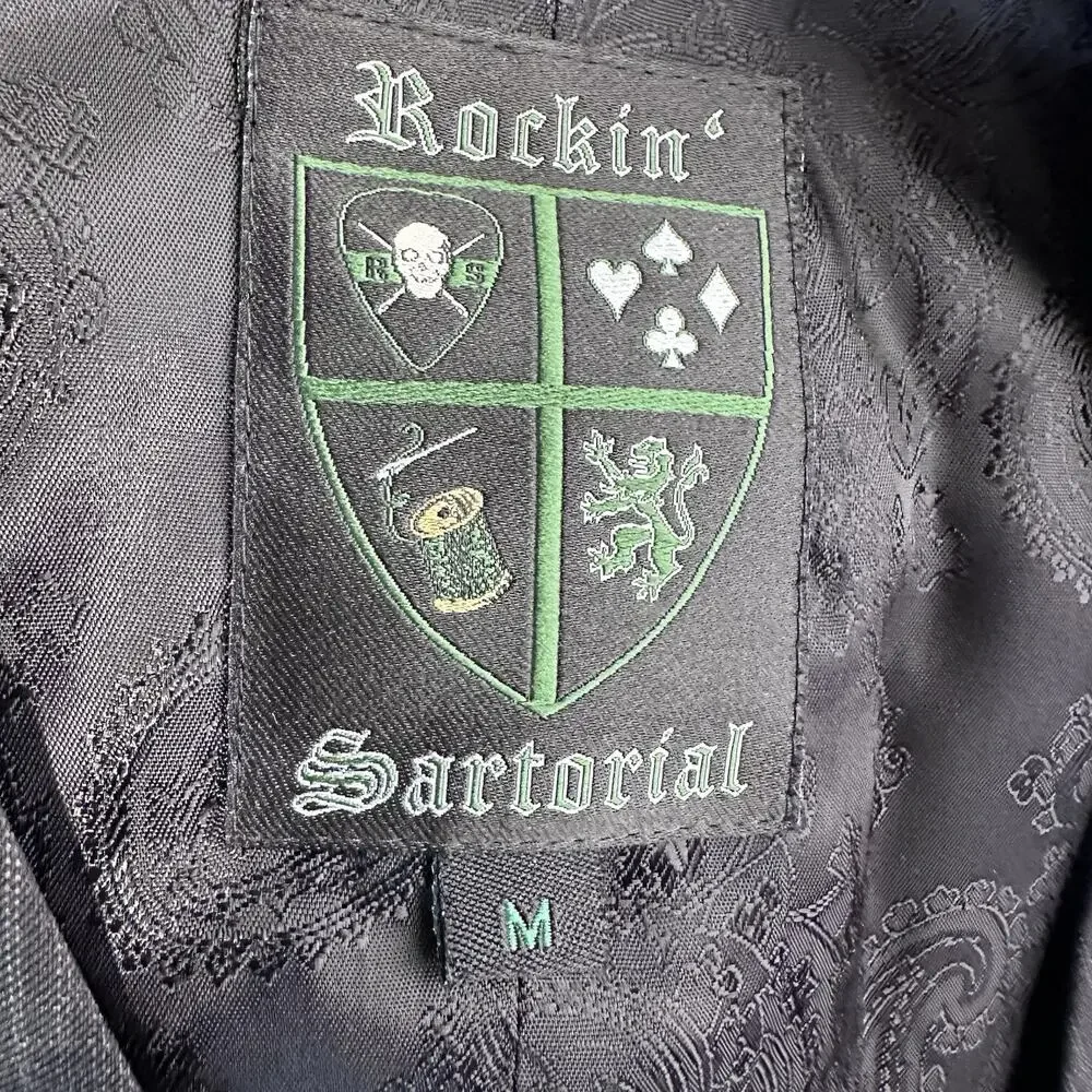 Rockin Sartorial Black 100% Wool Suit Vest Men’s Size M